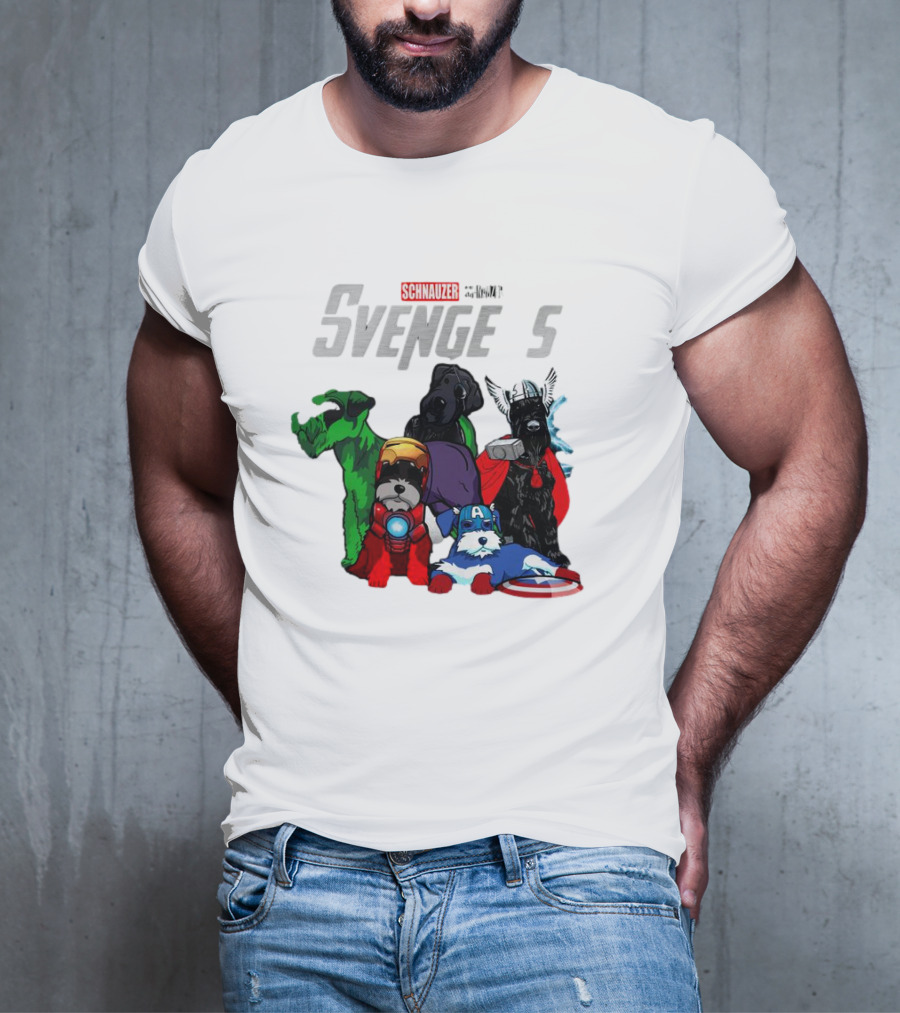 Marvel Avengers Schnauzer Svengers Dogs Superheroes T-Shirt