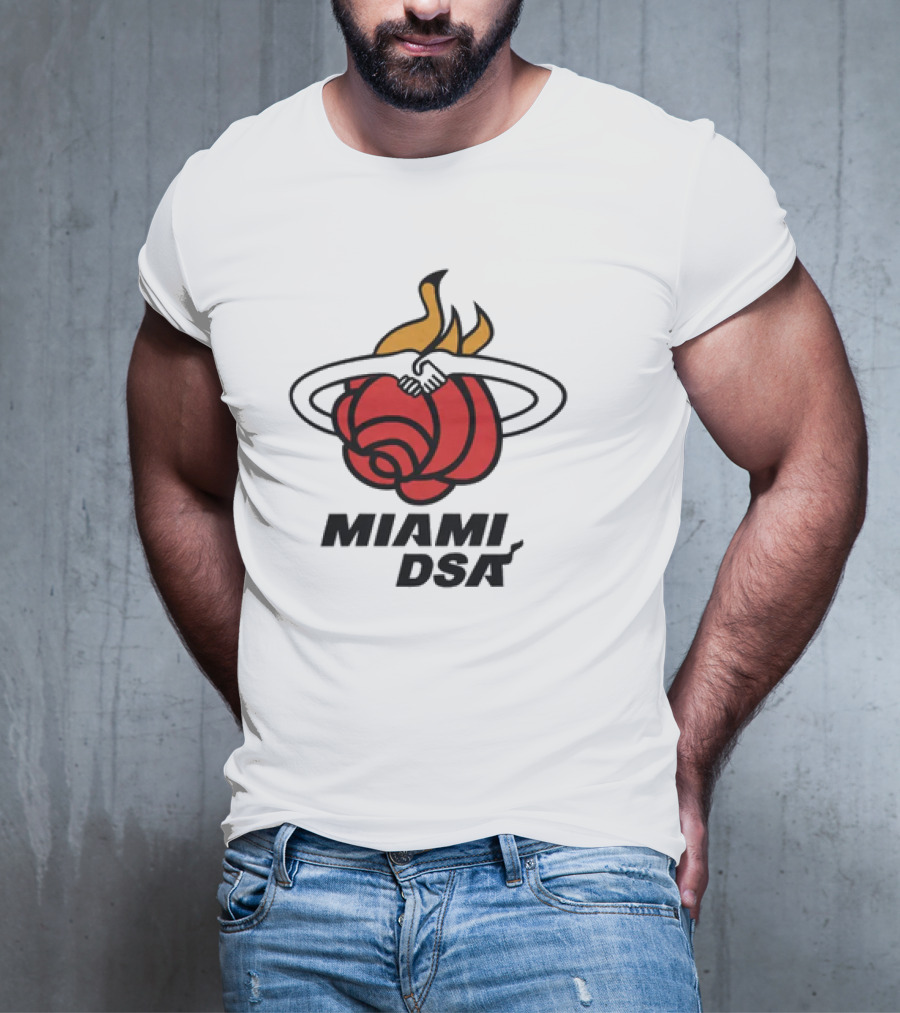 Miami DSA Rose With Flaming Basketball Iconic T-Shirt