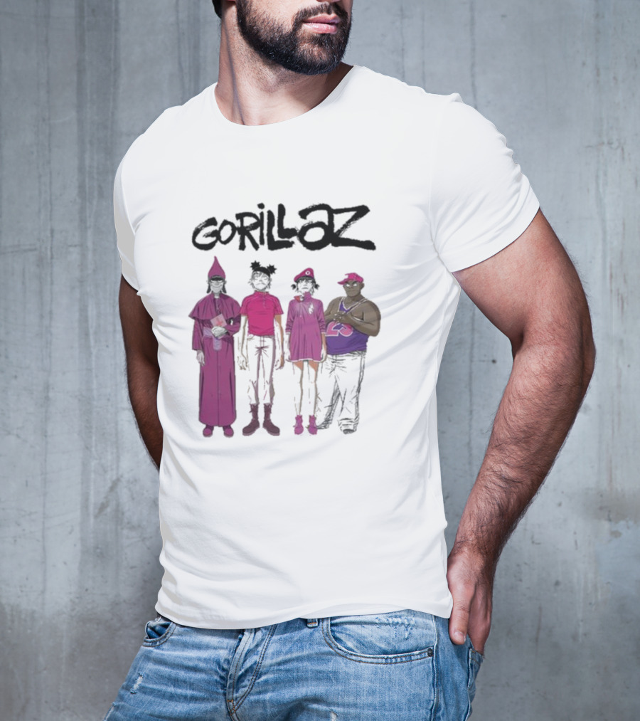 Gorillaz Cracker Island Group Art Standing Characters T-Shirt