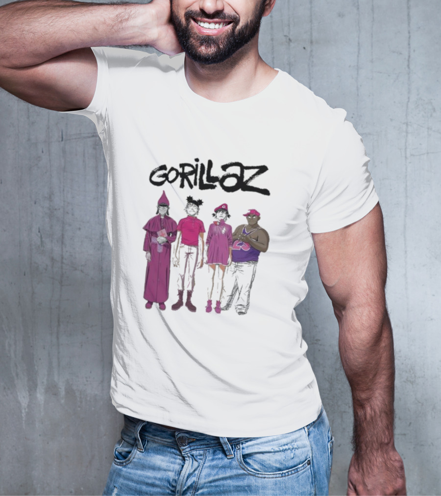 Gorillaz Cracker Island Group Art Standing Characters T-Shirt