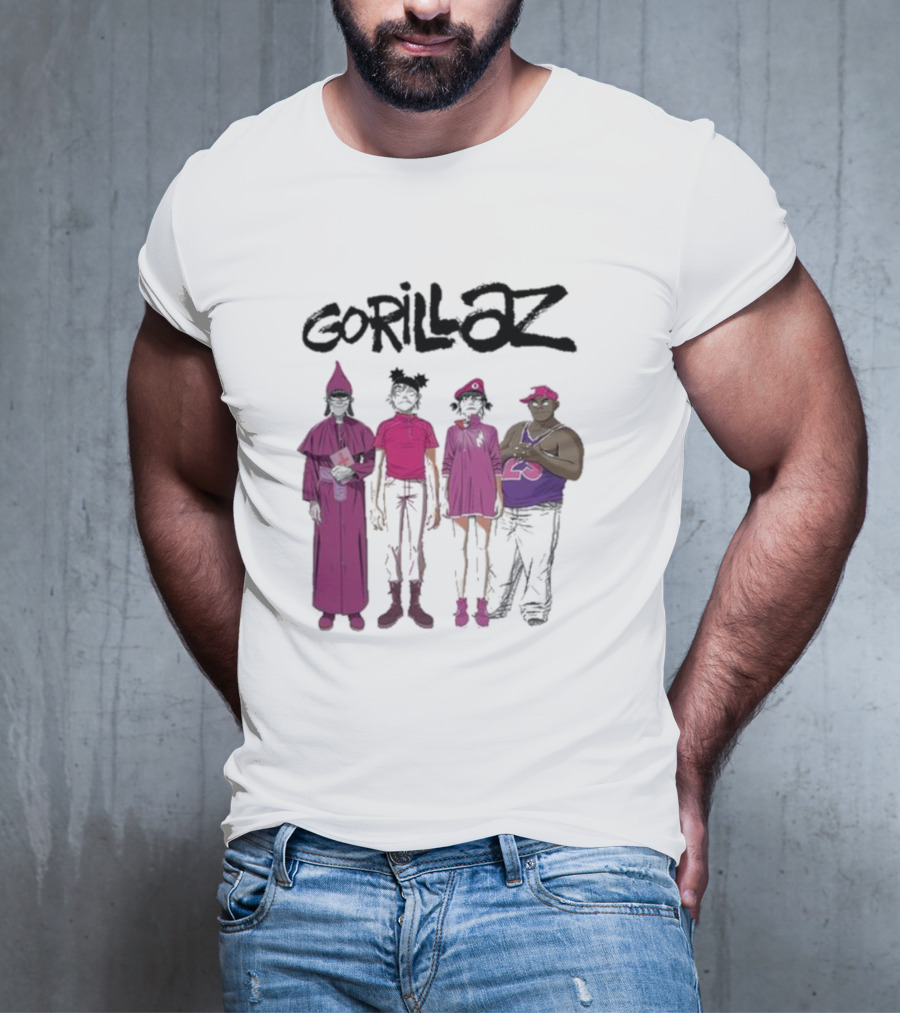 Gorillaz Cracker Island Group Art Standing Characters T-Shirt