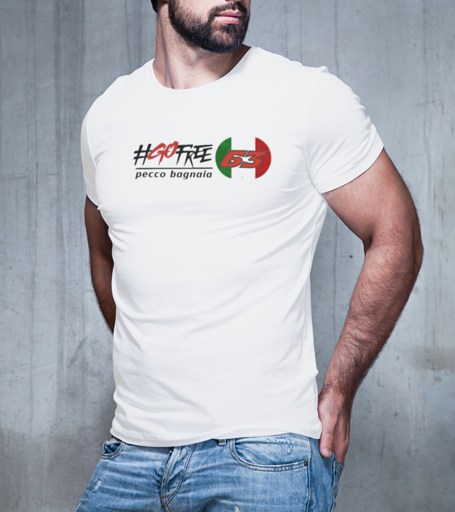GoFree 63 Pecco Bagnaia Italian Flag Motif T-Shirt