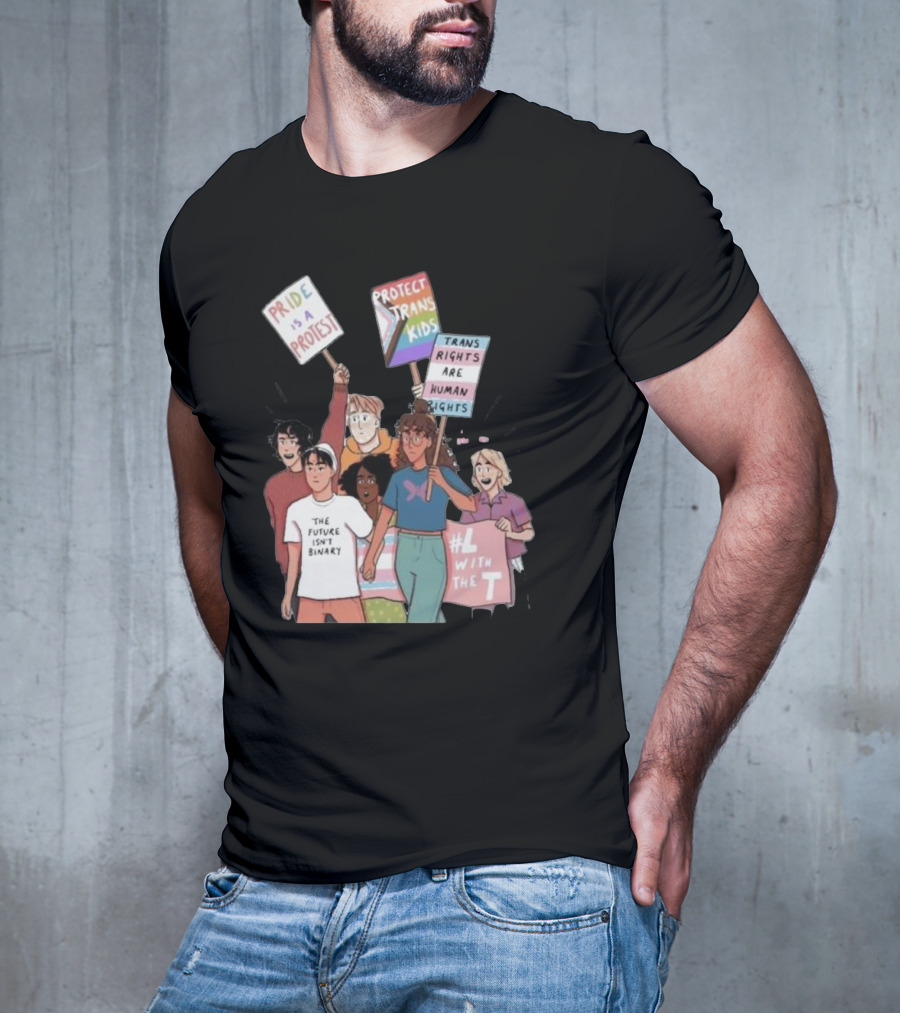 Heartstopper Pride Protest The Future Isn't Binary Protect Trans Kids Rights T-Shirt