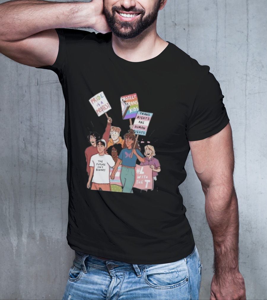 Heartstopper Pride Protest The Future Isn't Binary Protect Trans Kids Rights T-Shirt