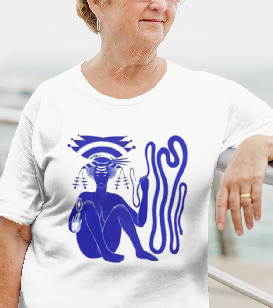 Hiatus Kaiyote Love Heart Cheat Code Abstract Blue Figure With Spiral Elements T-Shirt