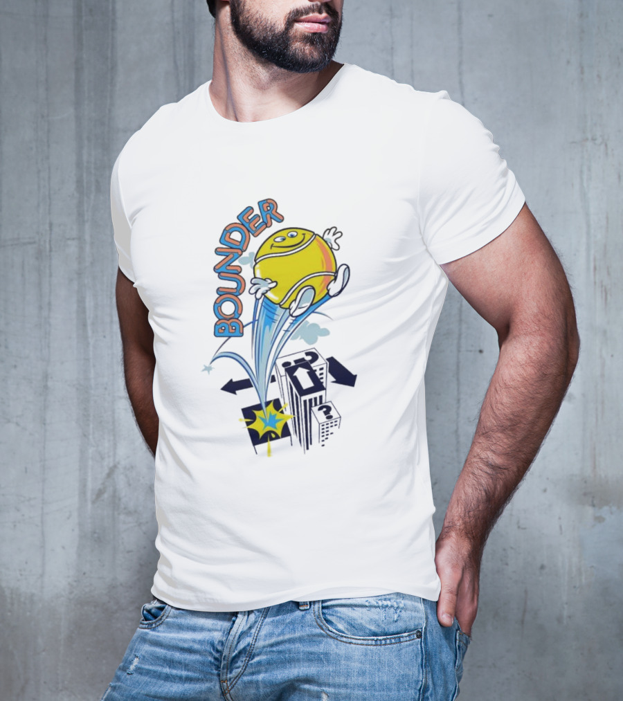 BOUNDING YELLOW CHARACTER ROOFTOP ADVENTURE T-Shirt