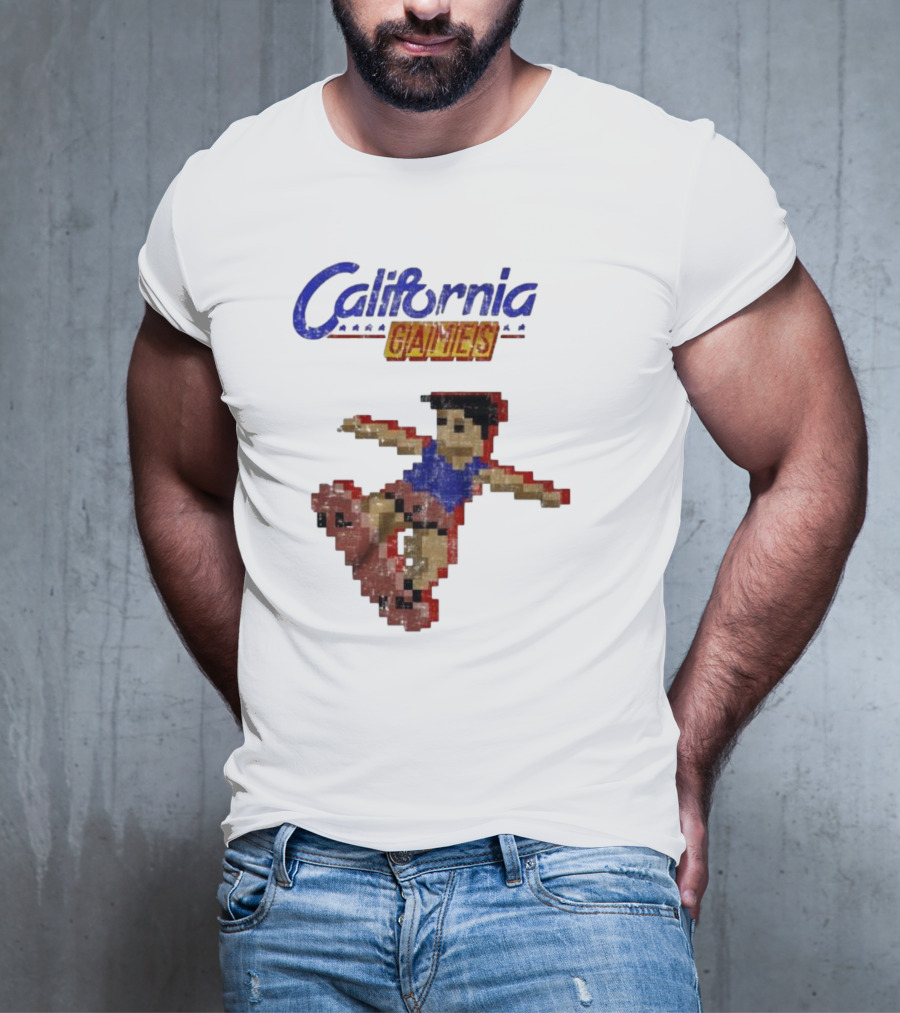 California Games Pixelated Skateboarding Retro Gaming T-Shirt