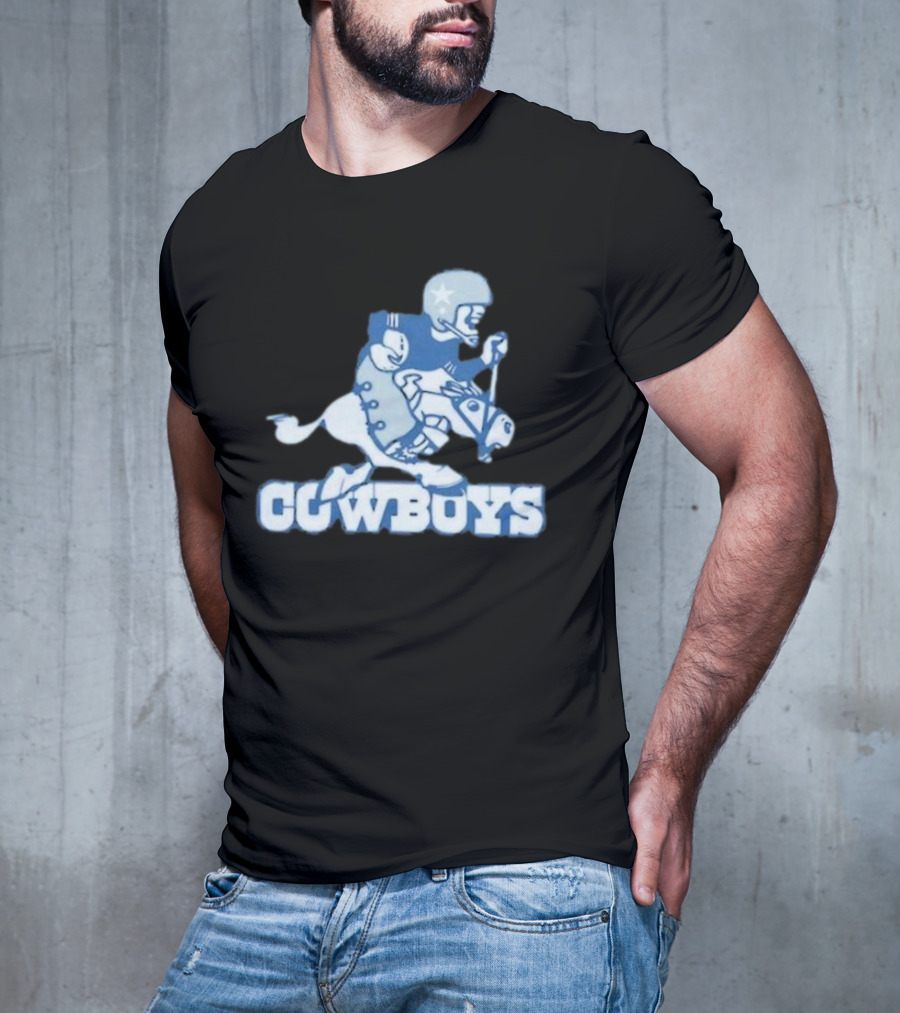 Dallas Cowboys Vintage Cowboy Riding Football Horse Logo 1966 T-Shirt