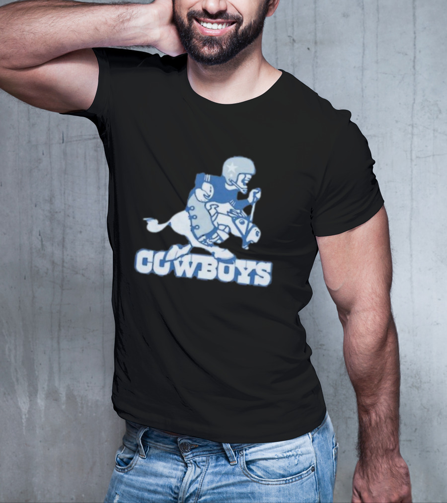Dallas Cowboys Vintage Cowboy Riding Football Horse Logo 1966 T-Shirt