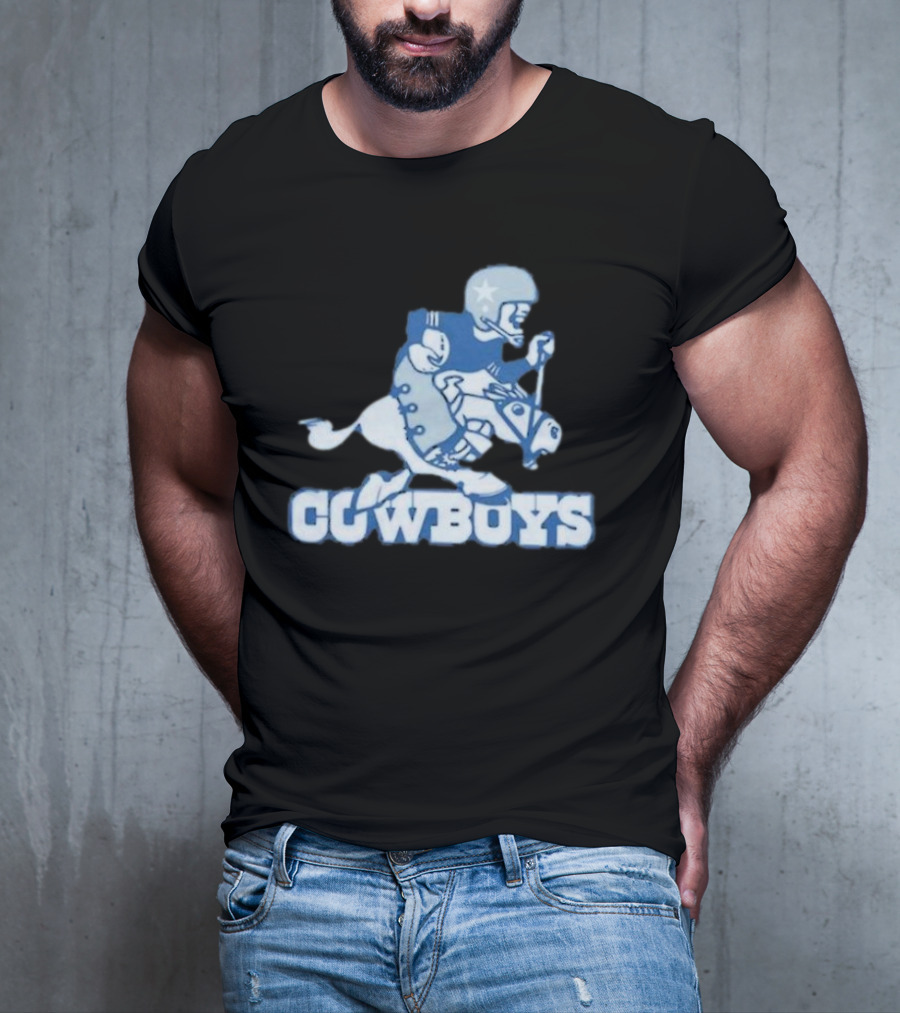 Dallas Cowboys Vintage Cowboy Riding Football Horse Logo 1966 T-Shirt