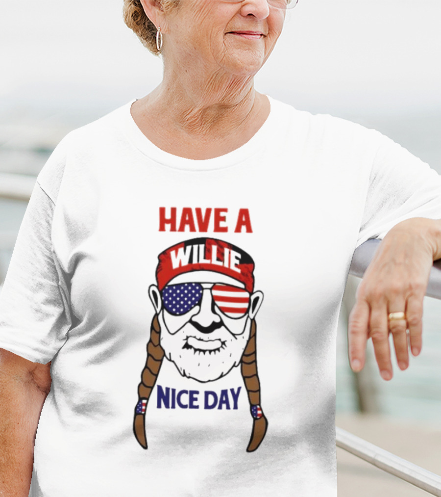Have A Willie Nice Day USA Bandana Sunglasses Braids T-Shirt