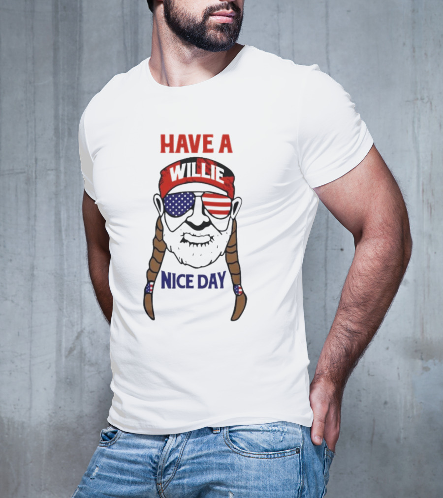 Have A Willie Nice Day USA Bandana Sunglasses Braids T-Shirt