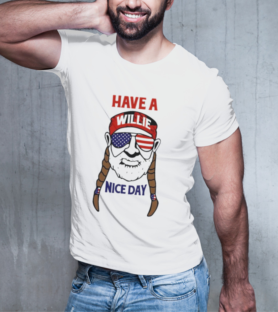 Have A Willie Nice Day USA Bandana Sunglasses Braids T-Shirt