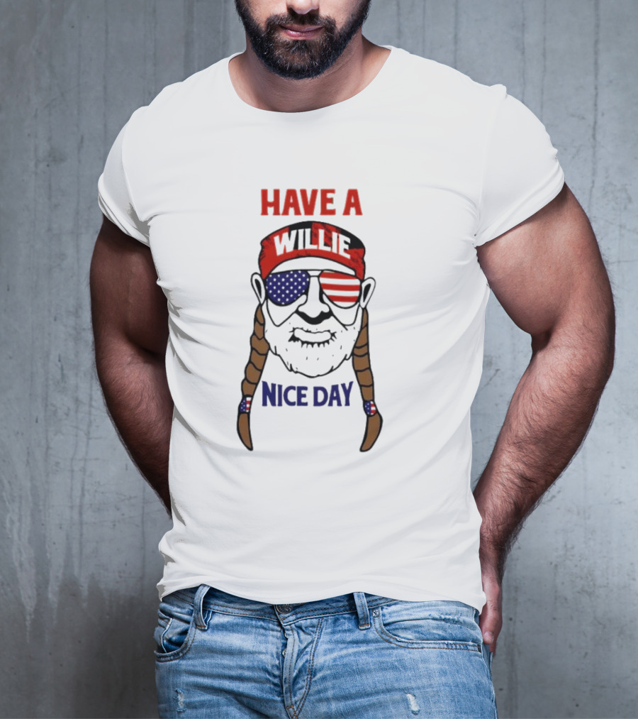 Have A Willie Nice Day USA Bandana Sunglasses Braids T-Shirt
