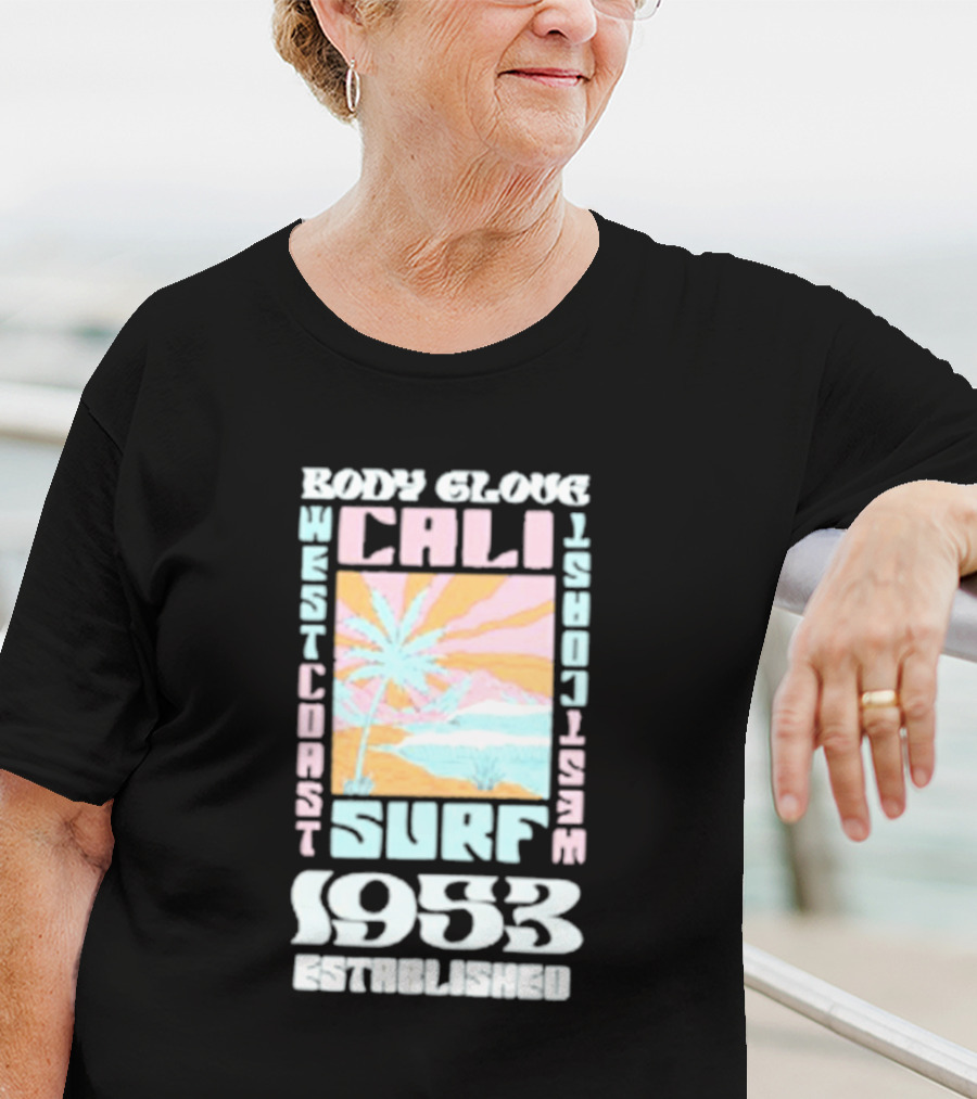 Body Glove Cali Surf 1953 Established West Coast Retro Palm Tree Ocean Waves T-Shirt