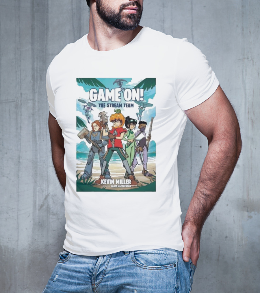 GAME ON THE STREAM TEAM KEVIN MILLER JARED MACPHERSON CHARACTERS PALM TREES ADVENTURE T-Shirt