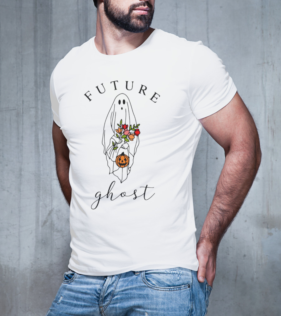 FUTURE GHOST HOLDING FLOWERS AND PUMPKIN HALLOWEEN T-Shirt