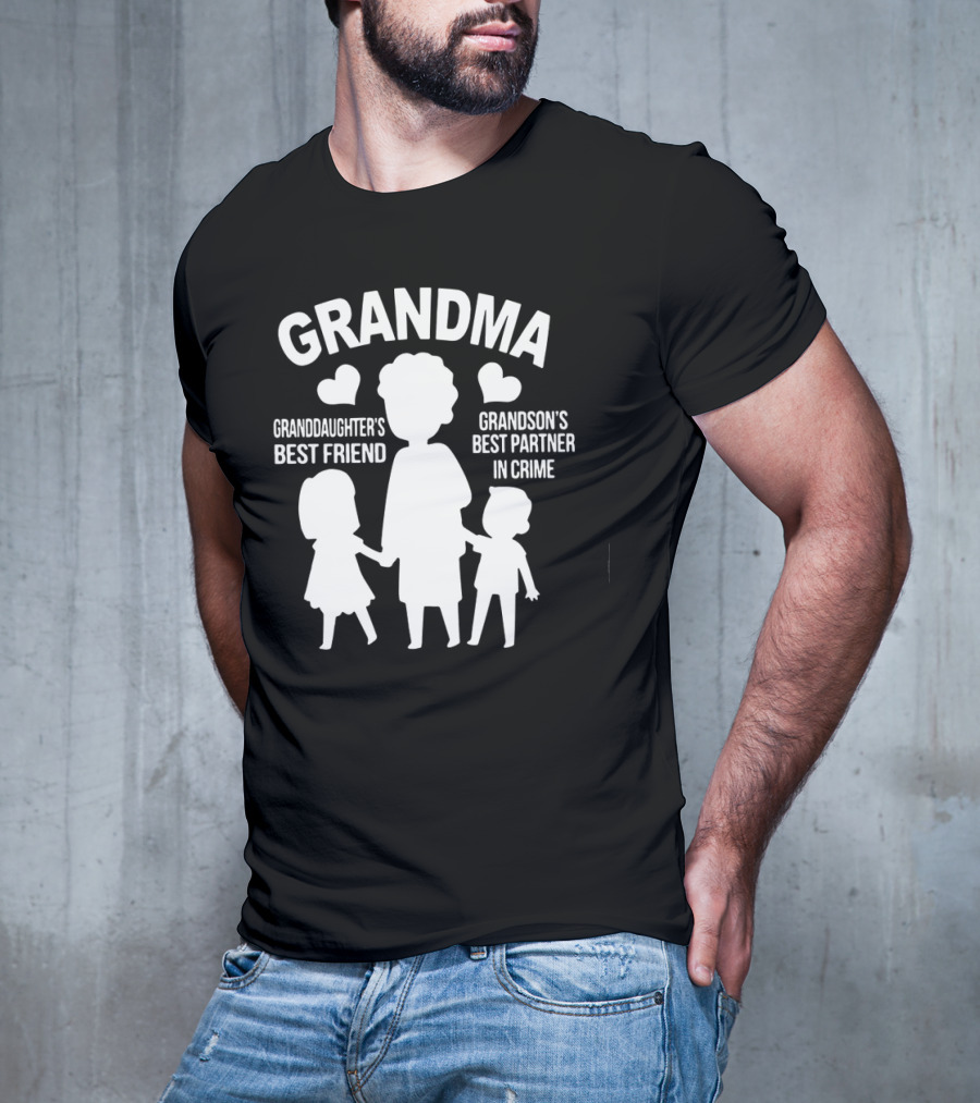 Grandma Granddaughter's Best Friend Grandson's Best Partner In Crime Hearts T-Shirt