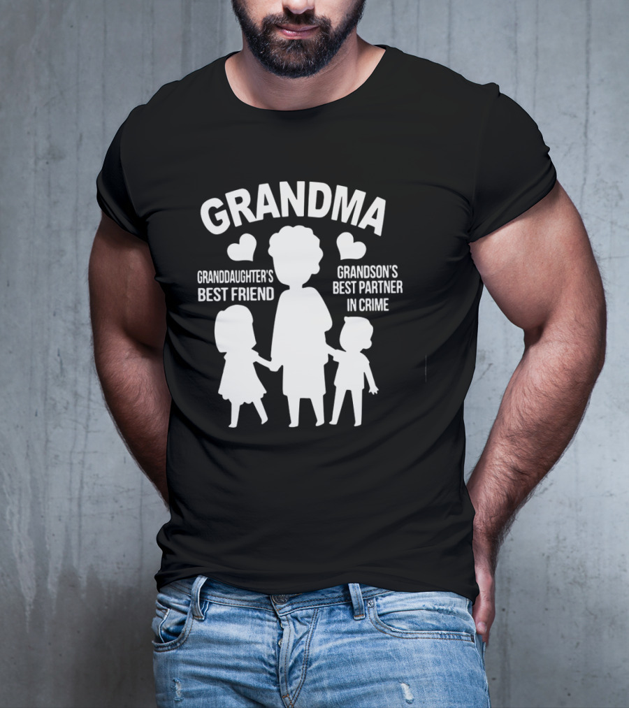 Grandma Granddaughter's Best Friend Grandson's Best Partner In Crime Hearts T-Shirt