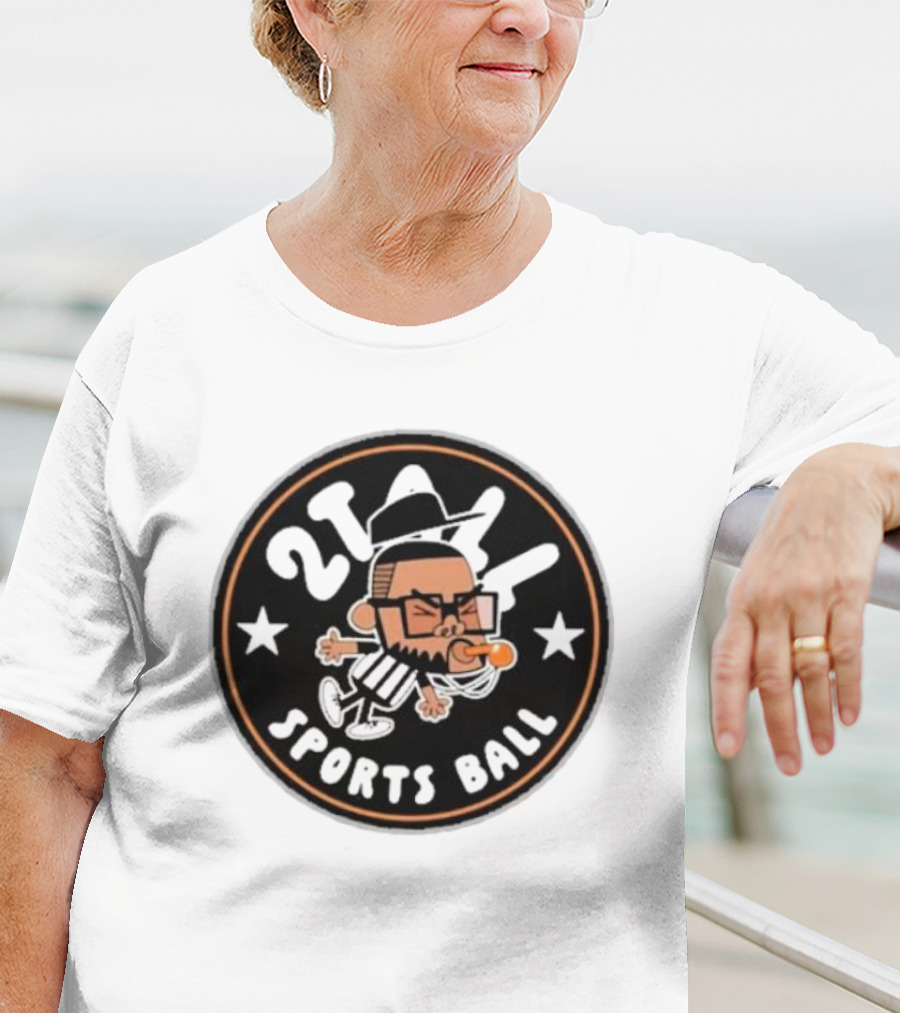 2Tall Sports Ball Referee Cartoon With Whistle And Stars T-Shirt