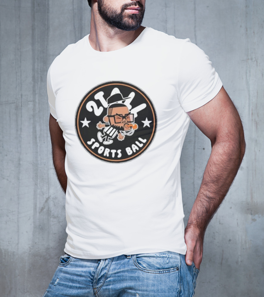 2Tall Sports Ball Referee Cartoon With Whistle And Stars T-Shirt
