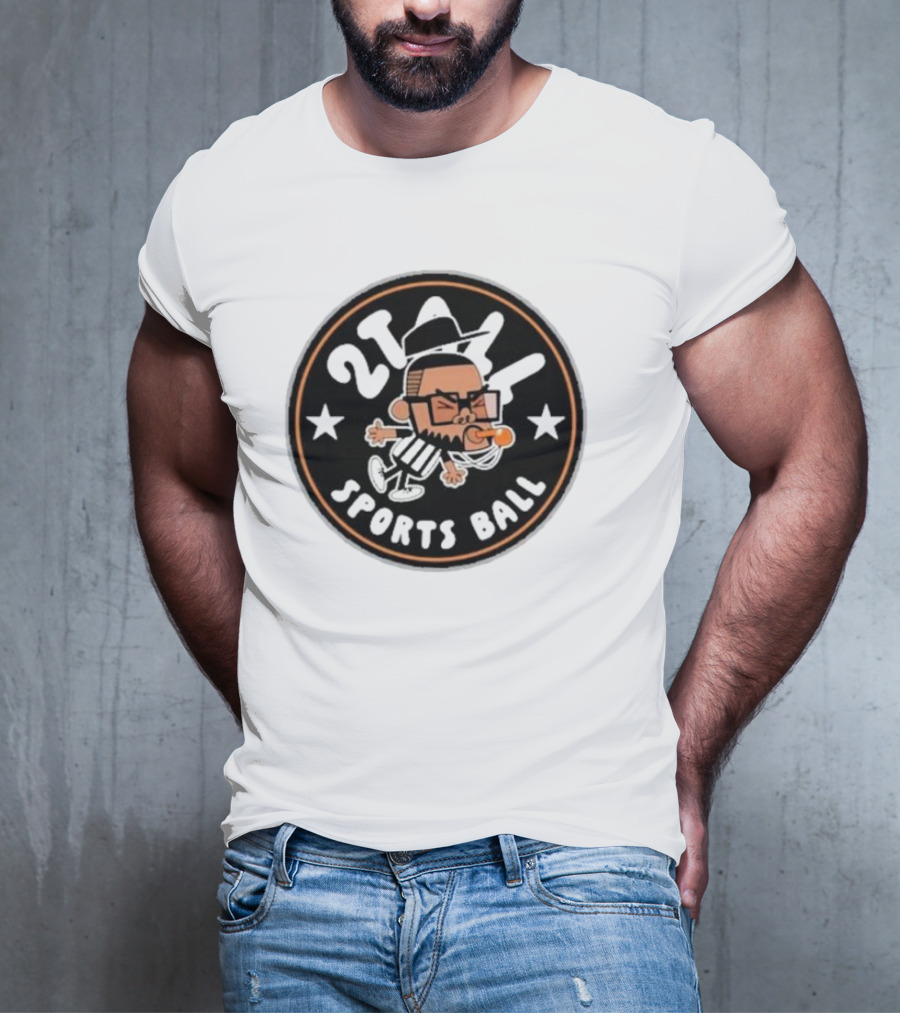 2Tall Sports Ball Referee Cartoon With Whistle And Stars T-Shirt