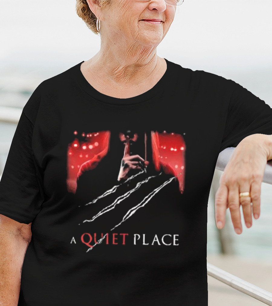 A Quiet Place Red Intensity Shushing With Scratches T-Shirt