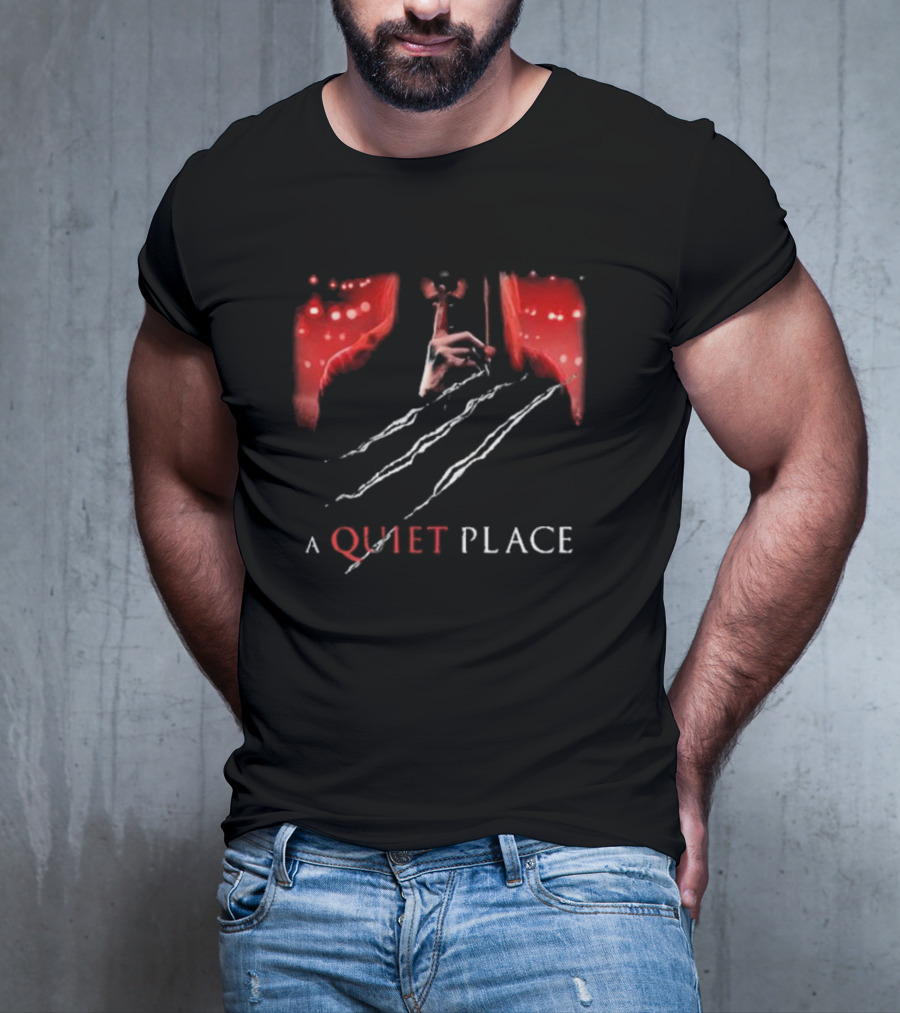 A Quiet Place Red Intensity Shushing With Scratches T-Shirt