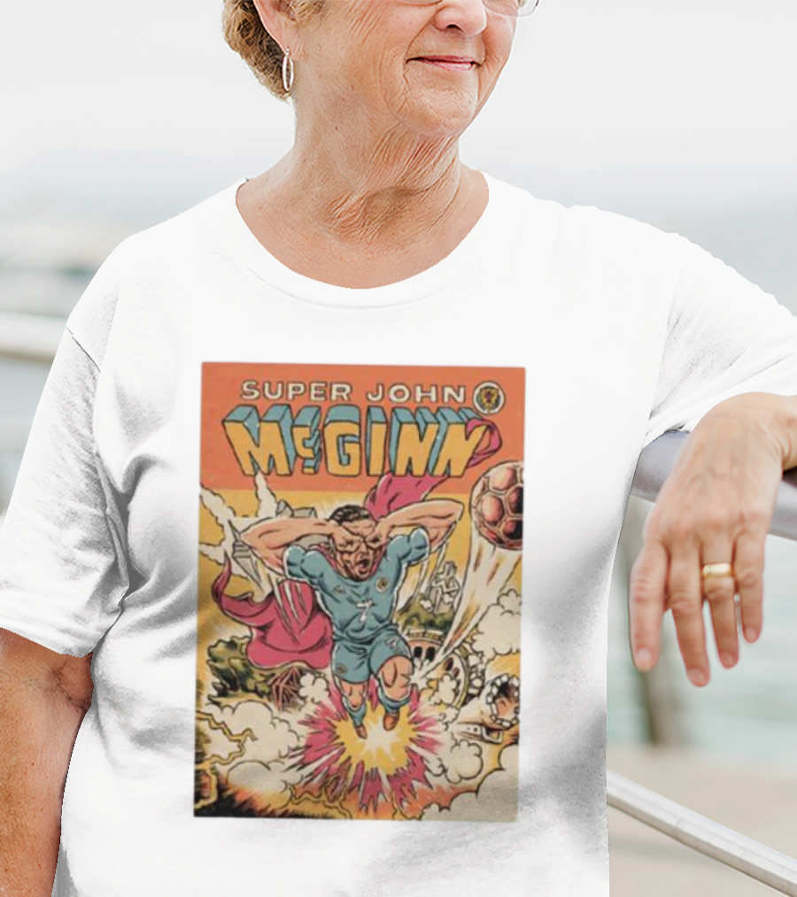 Super John McGinn Flying Hero Soccer Explosion Action Comic T-Shirt
