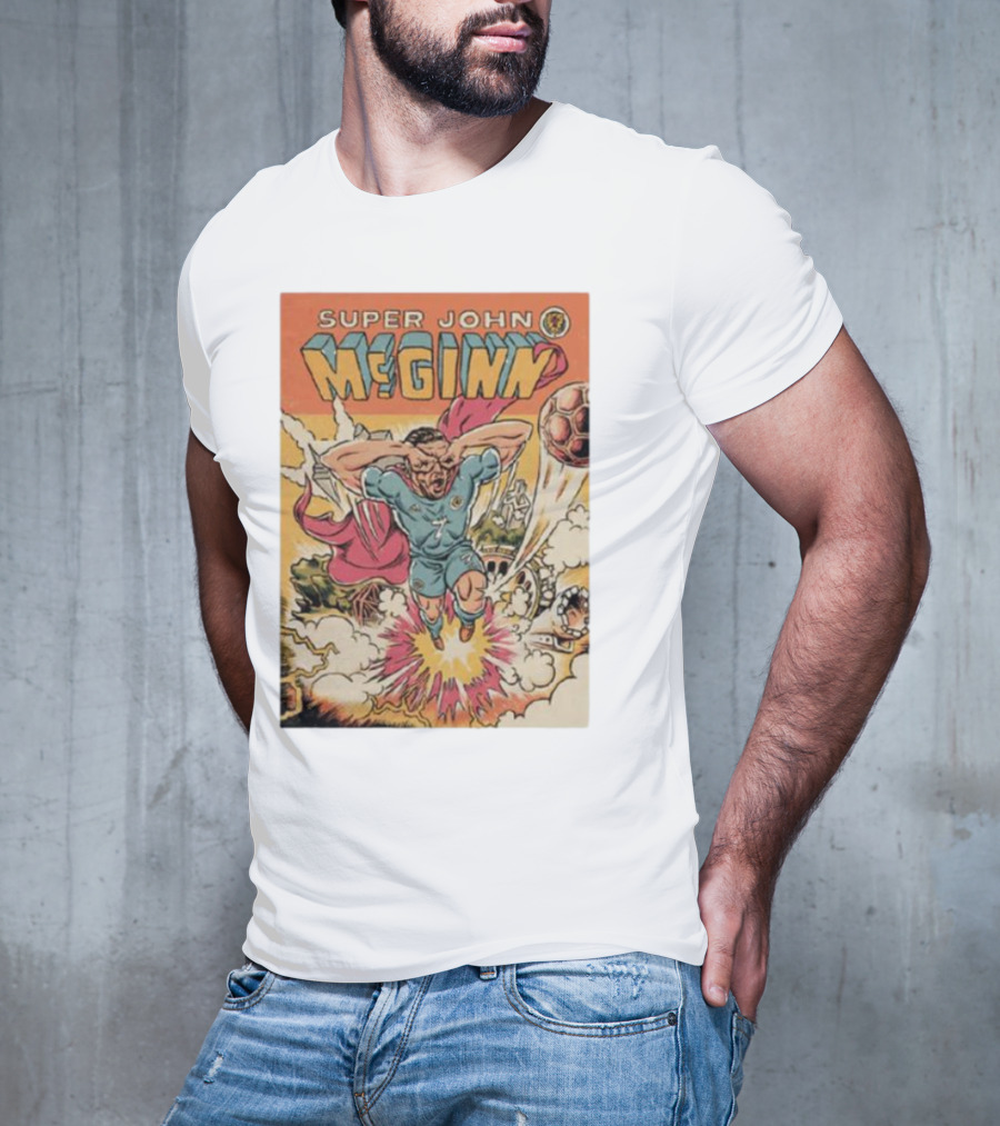 Super John McGinn Flying Hero Soccer Explosion Action Comic T-Shirt