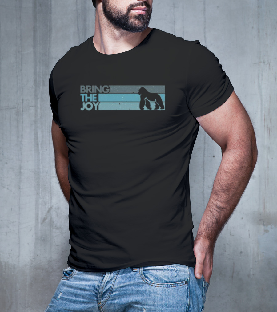 Bring The Joy Gorilla Silhouette Blue Stripes T-Shirt