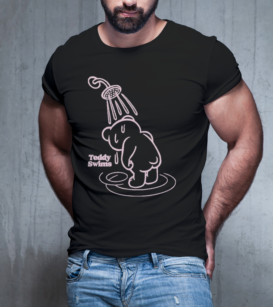 Teddy Swims Bear Under Shower Sad Broken Heart T-Shirt