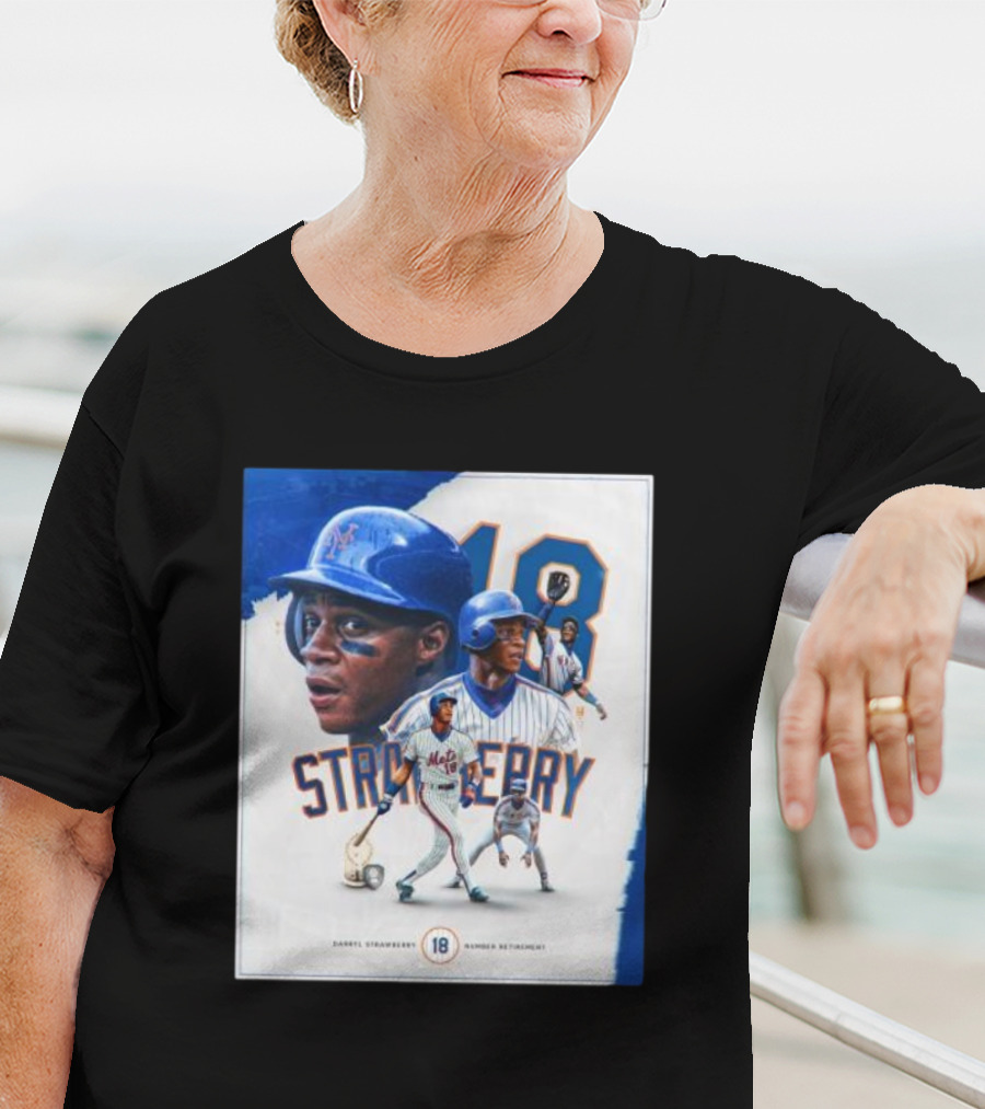 Darryl Strawberry Mets 18 Number Retirement Celebration With Iconic Baseball T-Shirt