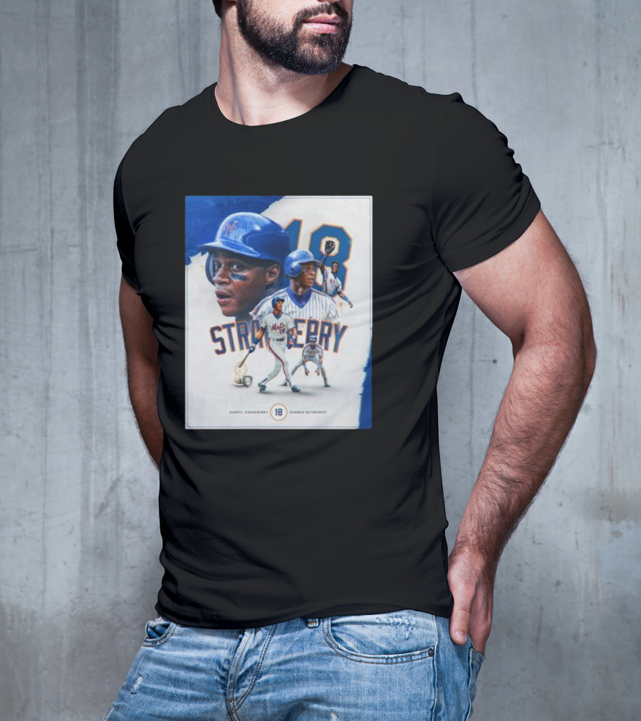 Darryl Strawberry Mets 18 Number Retirement Celebration With Iconic Baseball T-Shirt