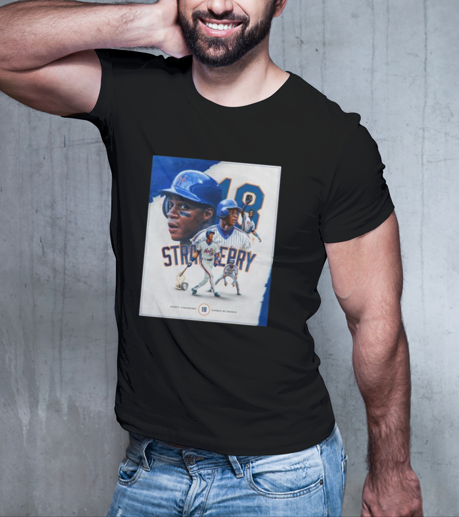 Darryl Strawberry Mets 18 Number Retirement Celebration With Iconic Baseball T-Shirt