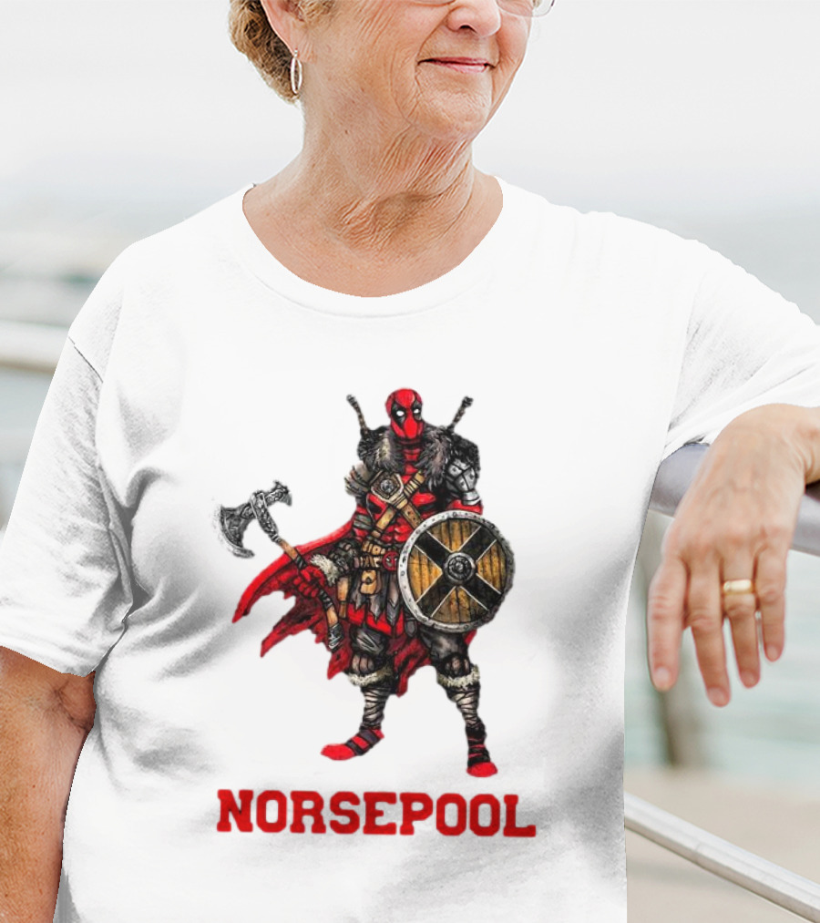 Deadpool Norsepool Viking Warrior With Axe And Shield T-Shirt