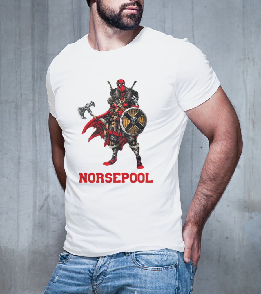 Deadpool Norsepool Viking Warrior With Axe And Shield T-Shirt
