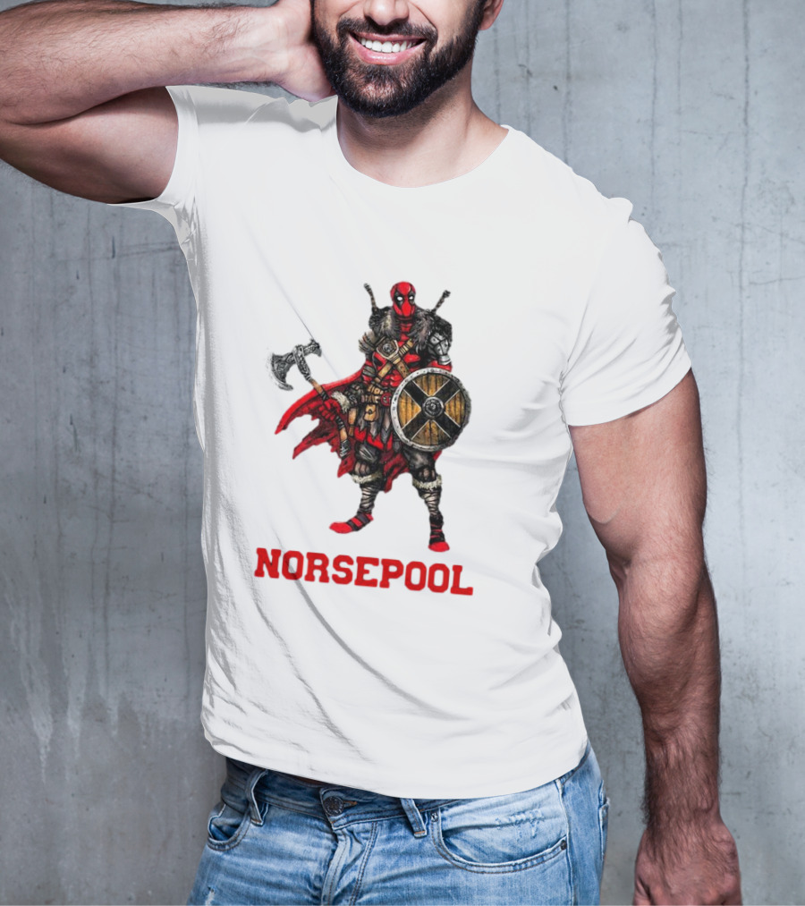 Deadpool Norsepool Viking Warrior With Axe And Shield T-Shirt