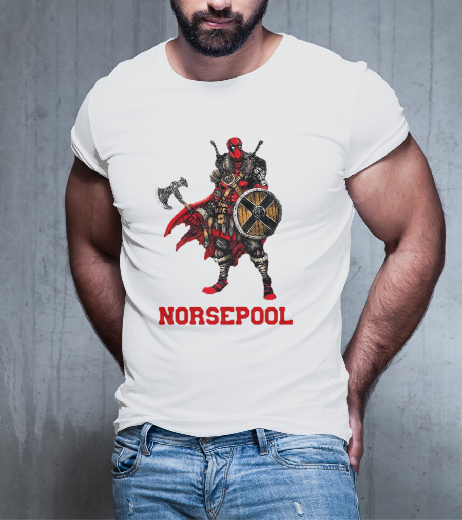 Deadpool Norsepool Viking Warrior With Axe And Shield T-Shirt