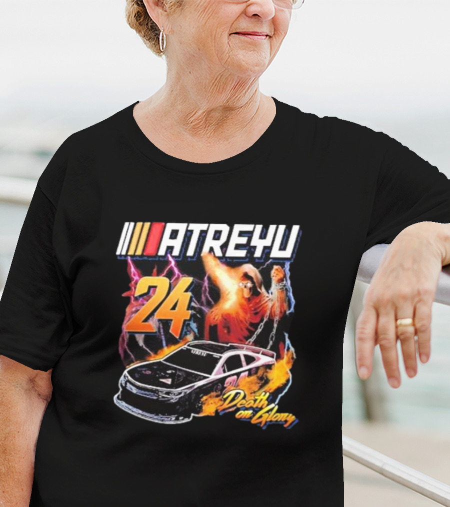 ATREYU 24 Death Or Glory Racing Theme With Flaming Car And Lightning Chains T-Shirt