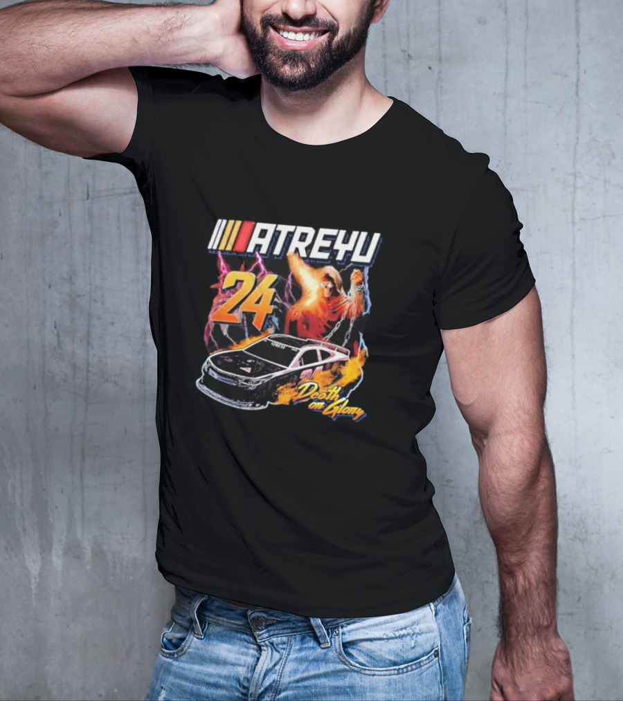 ATREYU 24 Death Or Glory Racing Theme With Flaming Car And Lightning Chains T-Shirt
