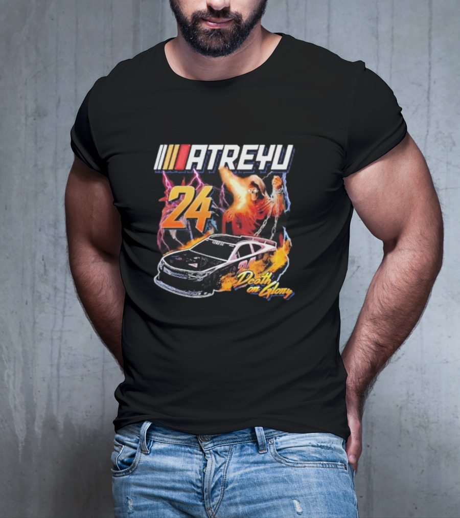 ATREYU 24 Death Or Glory Racing Theme With Flaming Car And Lightning Chains T-Shirt
