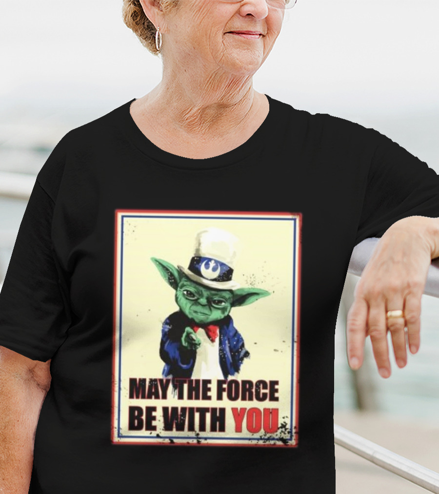 Baby Yoda May The Force Be With You Uncle Sam T-Shirt