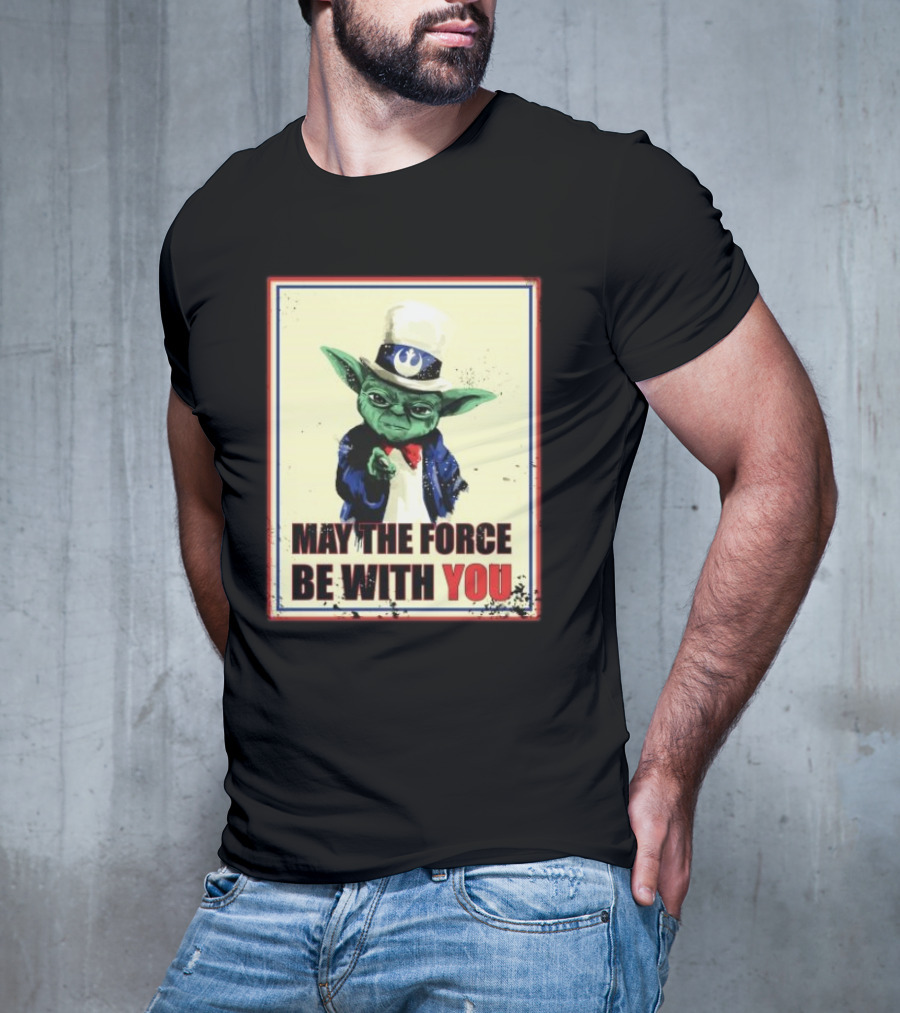 Baby Yoda May The Force Be With You Uncle Sam T-Shirt