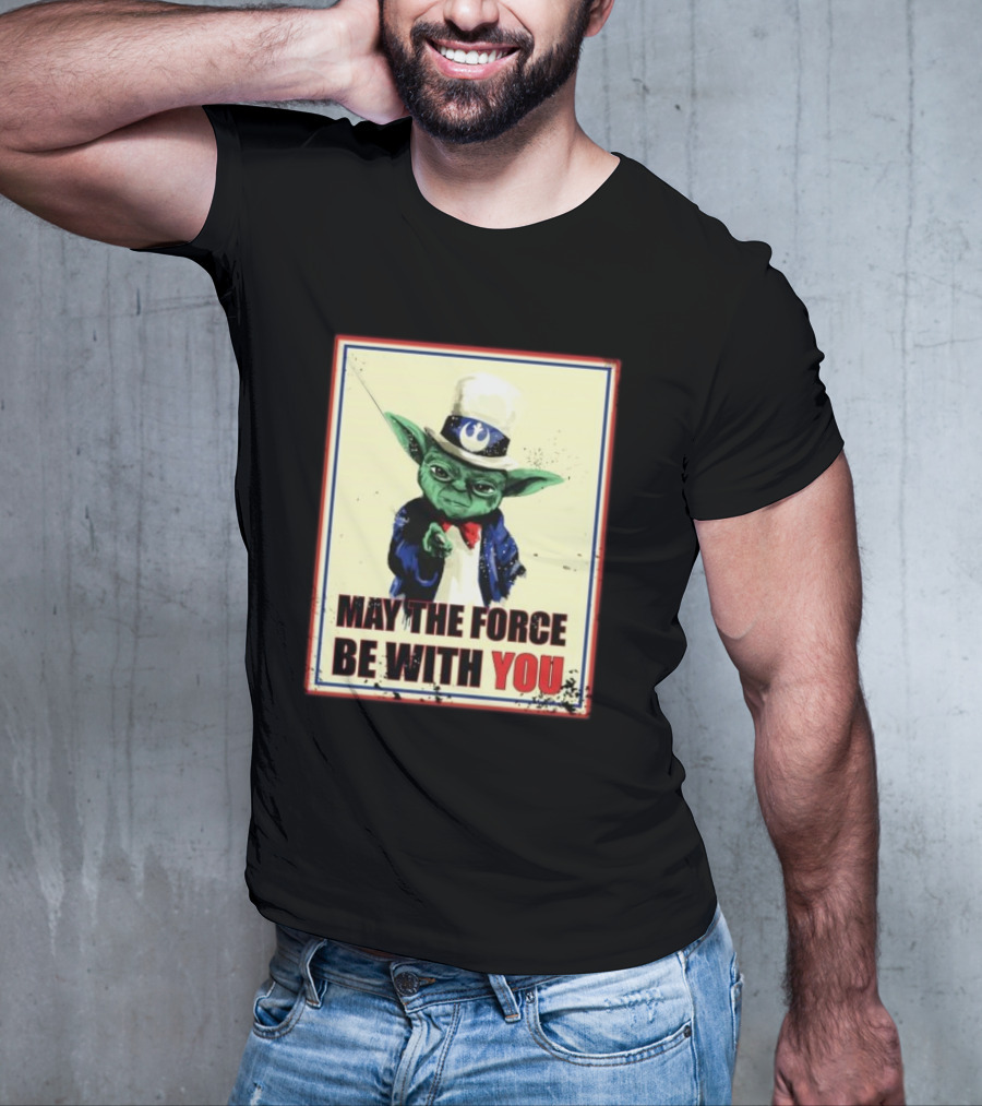 Baby Yoda May The Force Be With You Uncle Sam T-Shirt