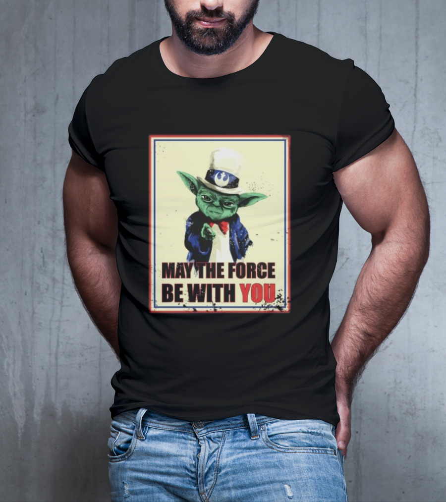 Baby Yoda May The Force Be With You Uncle Sam T-Shirt