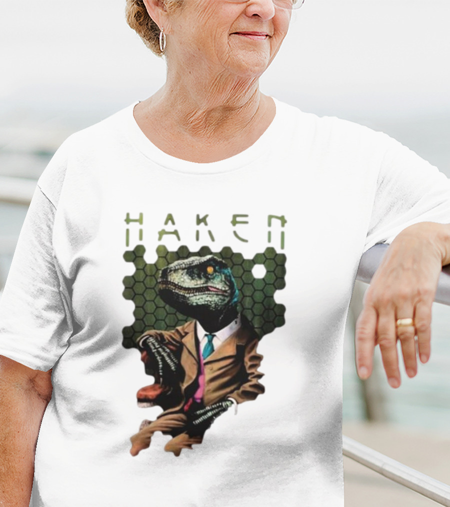 Haken Raptor Sophisticated Dinosaur In Suit T-Shirt