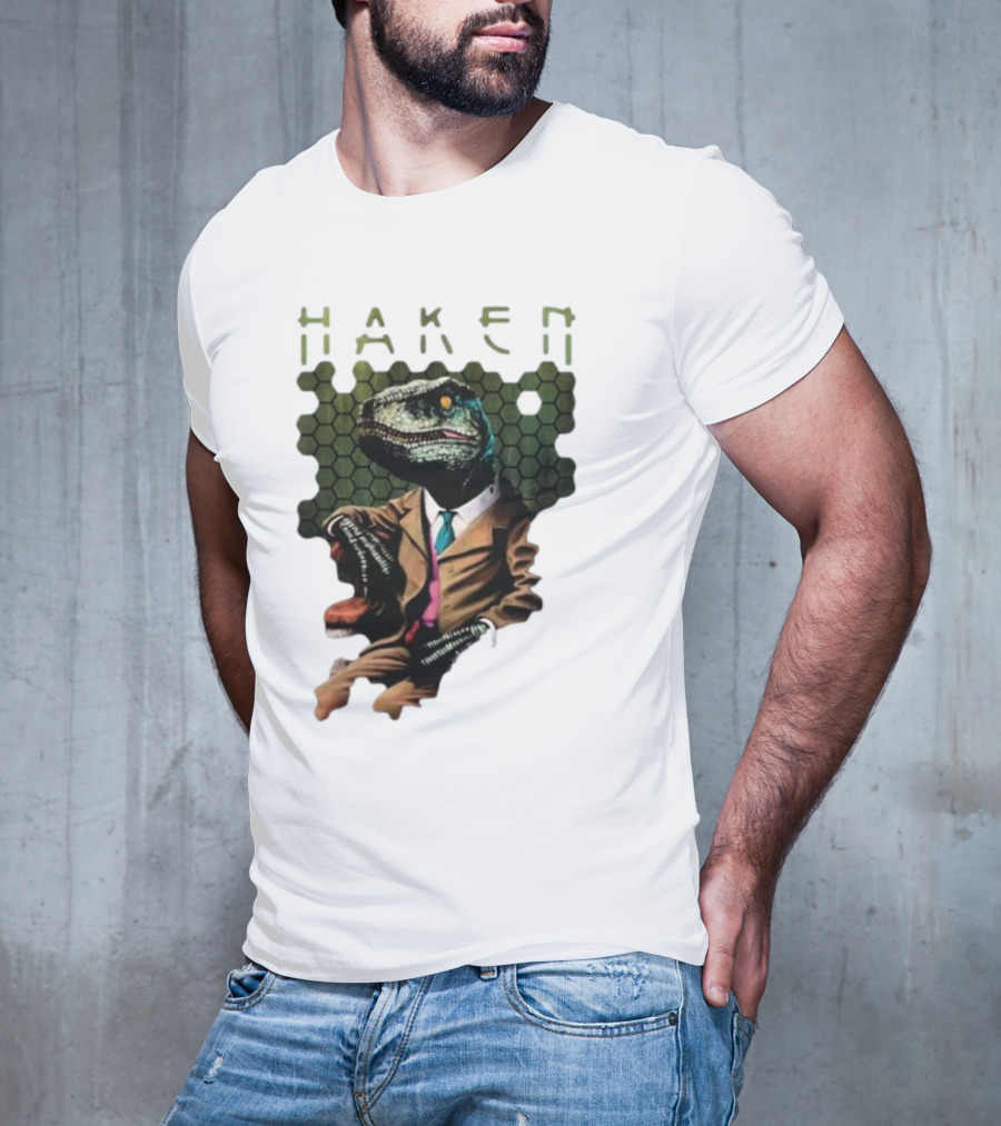 Haken Raptor Sophisticated Dinosaur In Suit T-Shirt