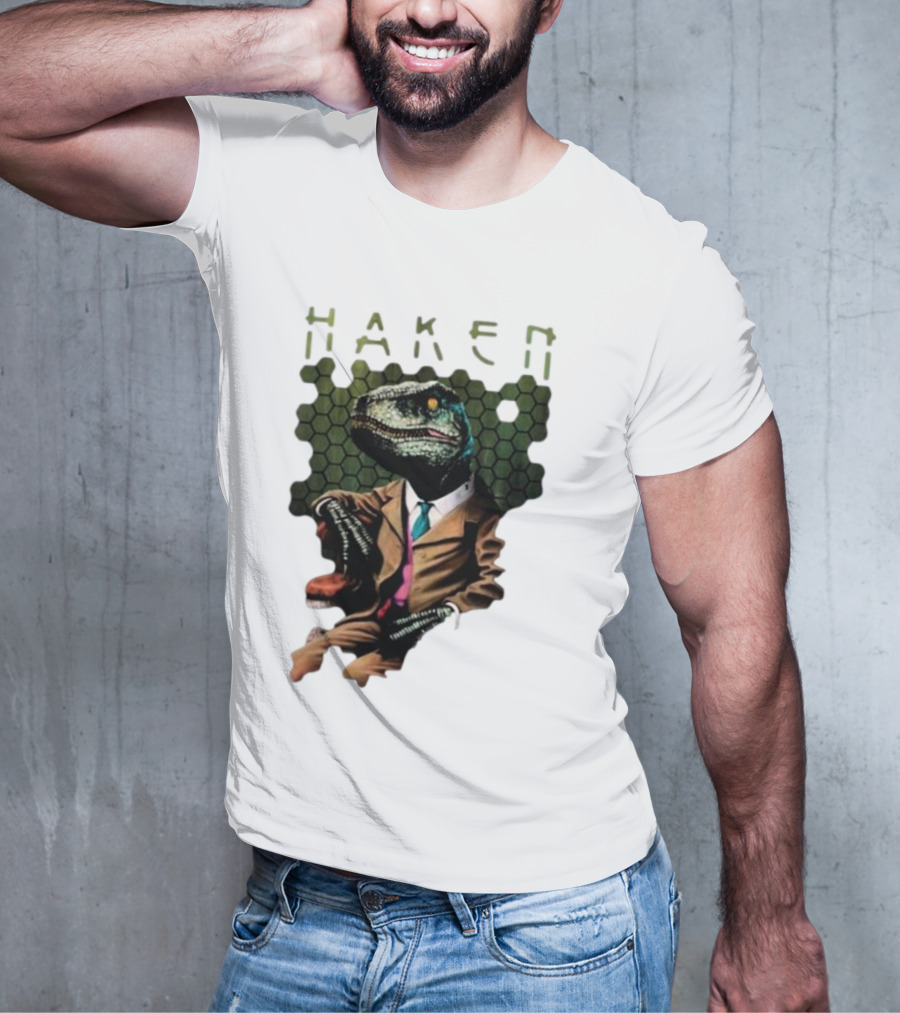 Haken Raptor Sophisticated Dinosaur In Suit T-Shirt
