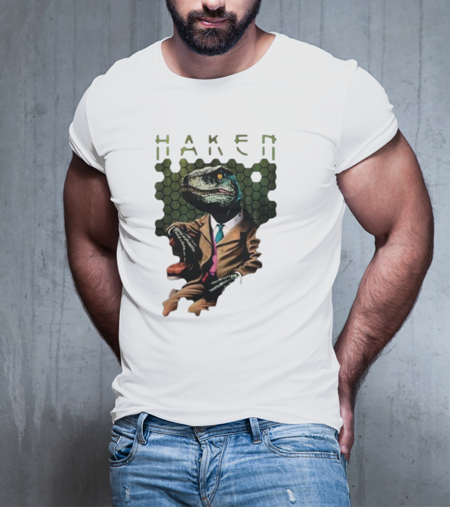 Haken Raptor Sophisticated Dinosaur In Suit T-Shirt